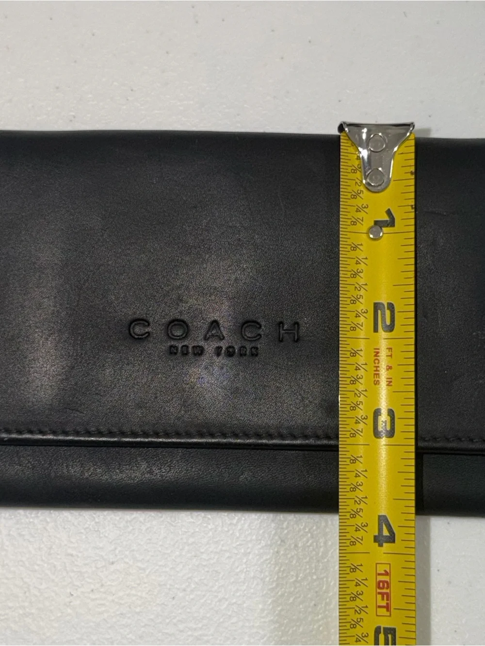 COACH New York Black Smooth Leather Envelope Soft Wallet - Classic Minimalist